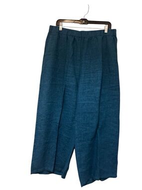 Eileen Fisher Women’s Wide-Leg 100% Linen Blend Pants - Teal
